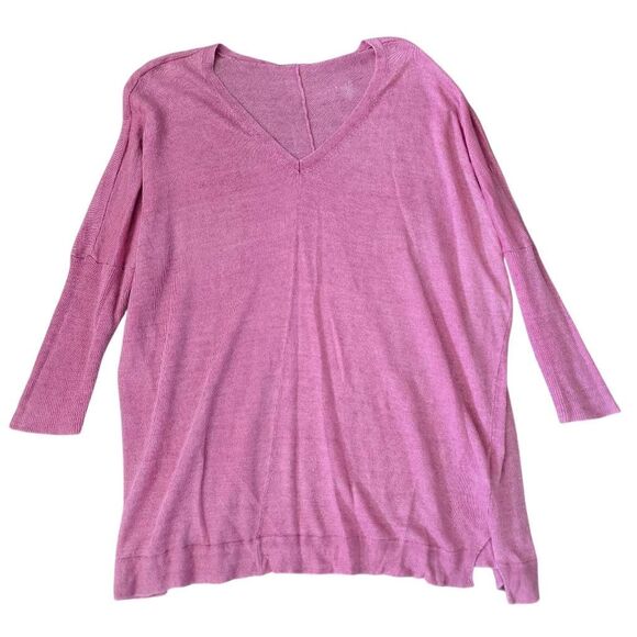 Eileen Fisher Primrose Delave Jersey Boxy Sweater Women's XL Pink Linen - Picture 1 of 6